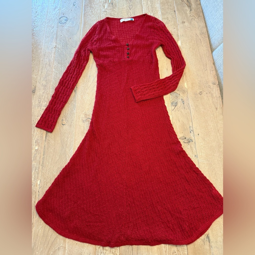 Sparrow Anthropologie Burnt Orange Knit Long Sleeve Dress M